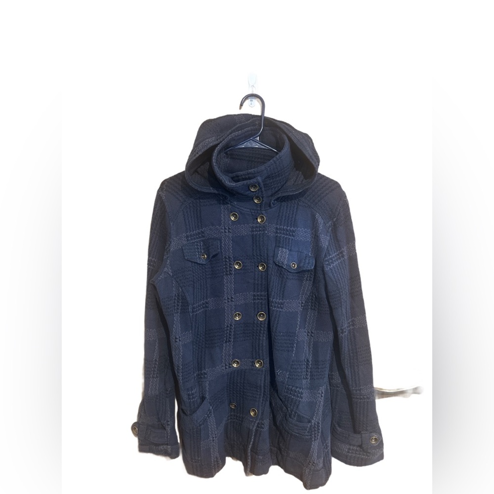 Hurley Navy Plaid Hooded Utility Jacket - Picture 3 of 6